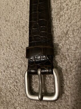 Classic Croc-Embossed faux-leather Belt in Dark Brown
